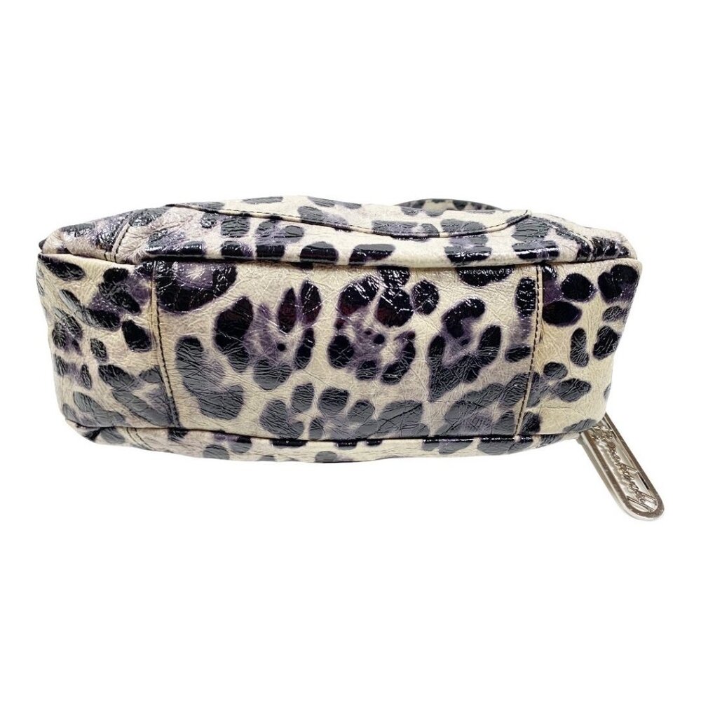 B. Makowsky Shiny Leopard Print Genuine Leather Satchel Handbag Purse - Picture 8 of 16